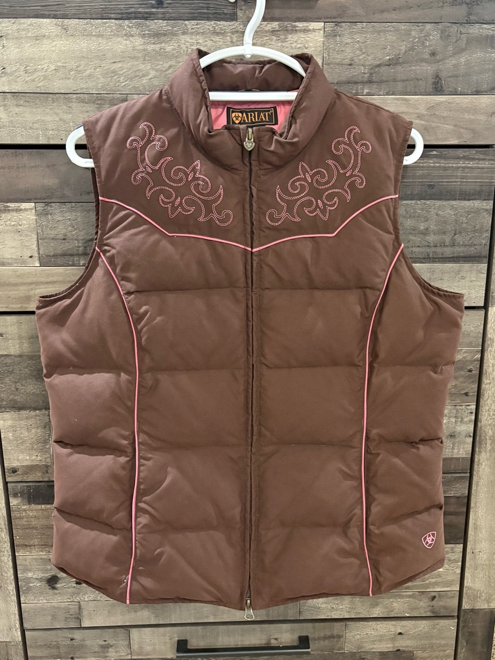 Ariat Women’s Duck Down Puffer Vest Large Double Zip